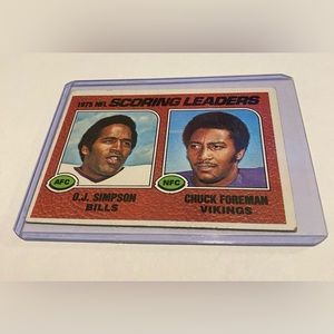 O.j. Simpson/Chuck Foreman 1975 NFL scoring leaders Topps Football card